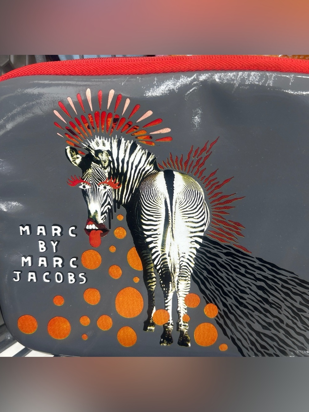 Marc by Marc Jacobs Black Pouch with Red Accents and Zebra Motif Y2K era